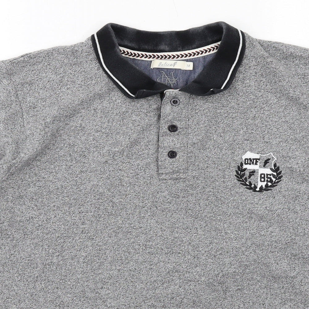 Onfire Mens Grey Cotton Polo Size M Collared Button