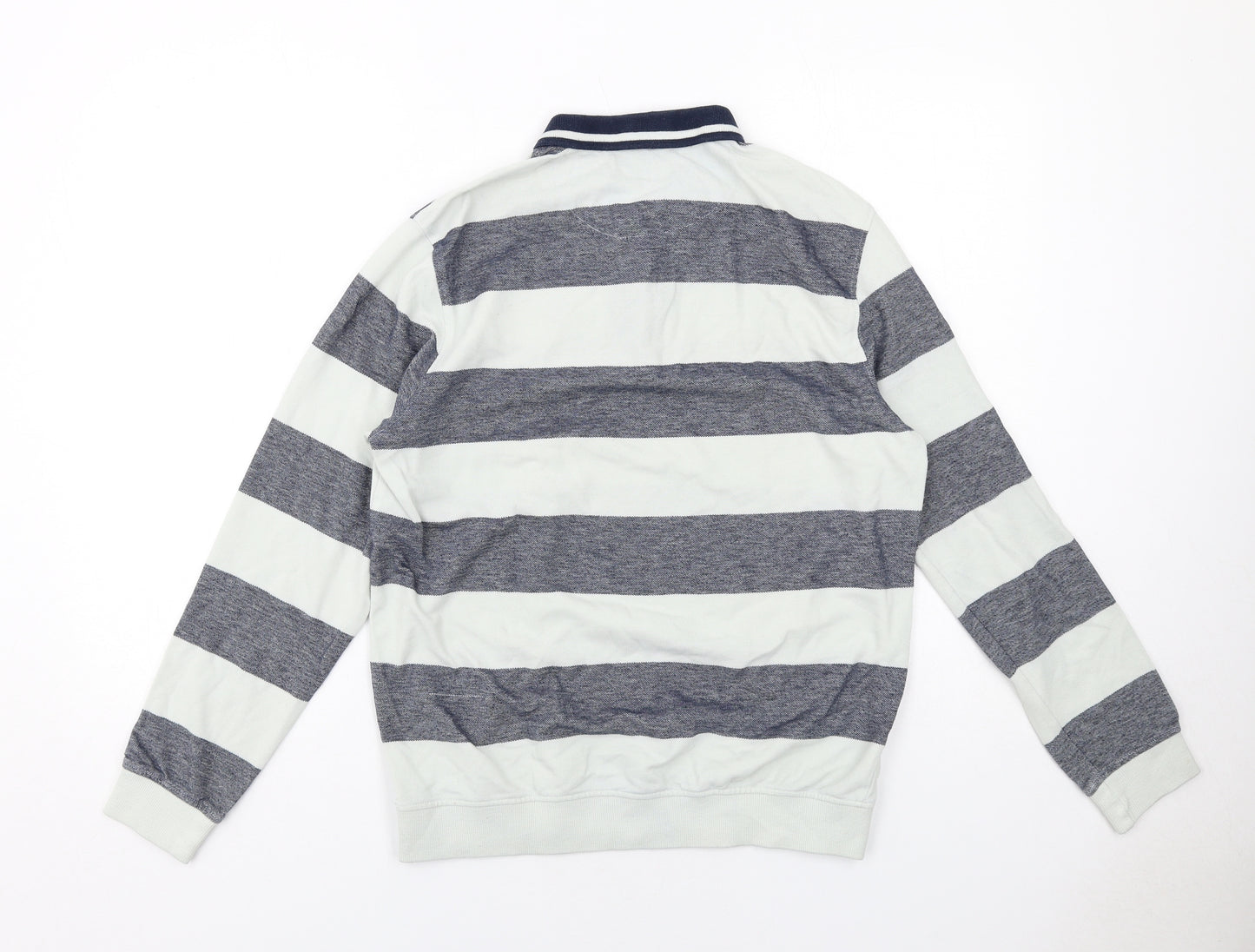 Vittorio Fratini Mens Green Striped Cotton Henley Sweatshirt Size L