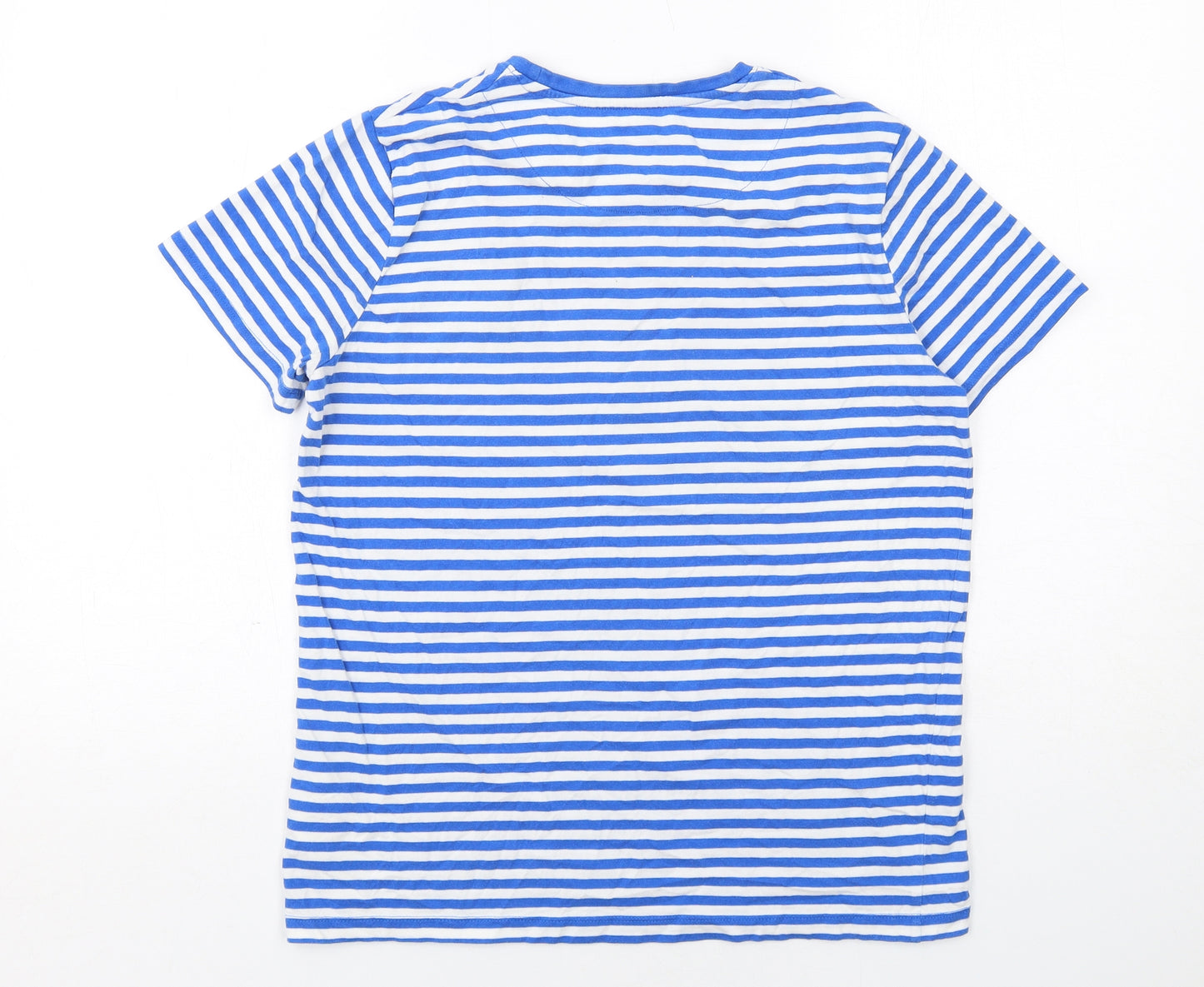 US Polo Assn. Boys Blue Striped Cotton Basic T-Shirt Size 14-15 Years Crew Neck Pullover