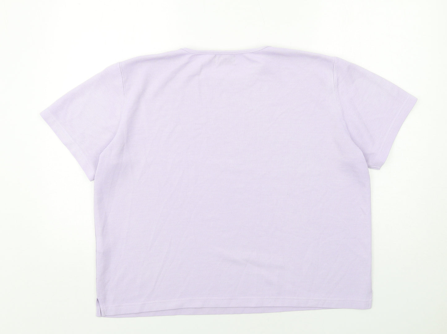Bonmarché Womens Purple Cotton Basic T-Shirt Size L Crew Neck