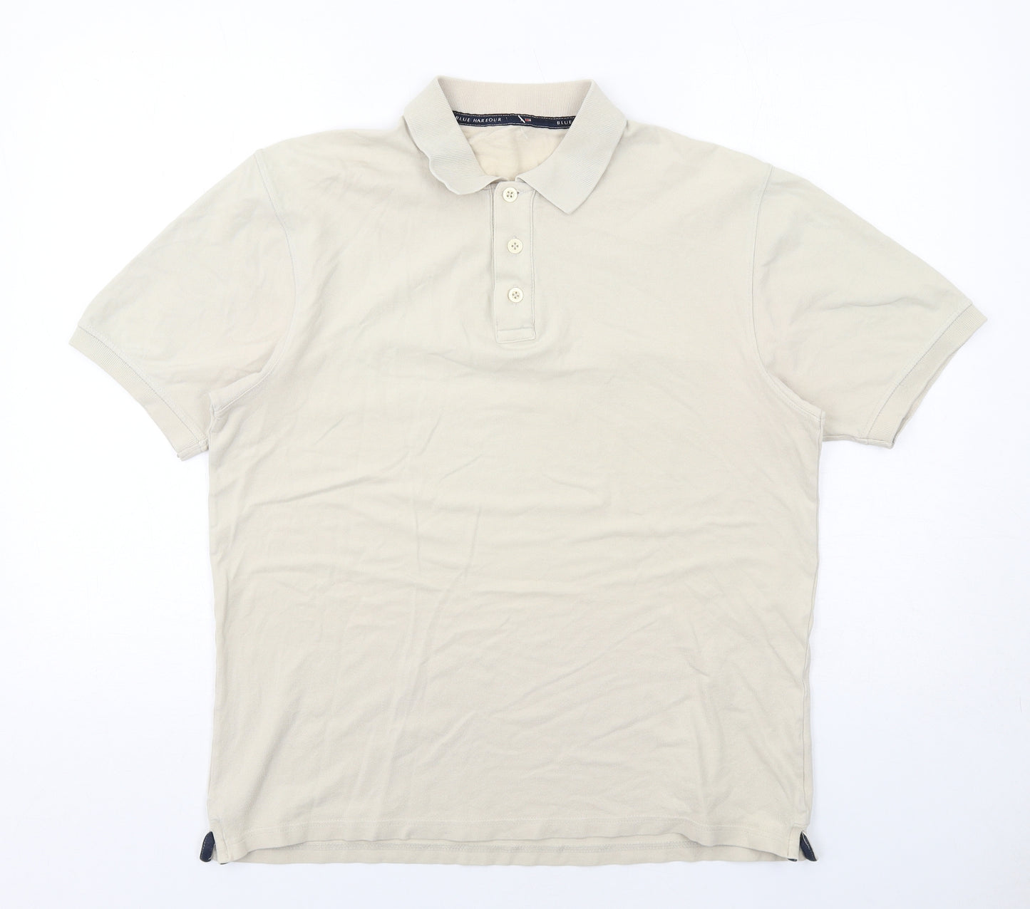 Marks and Spencer Mens Beige Cotton Polo Size M Collared Button