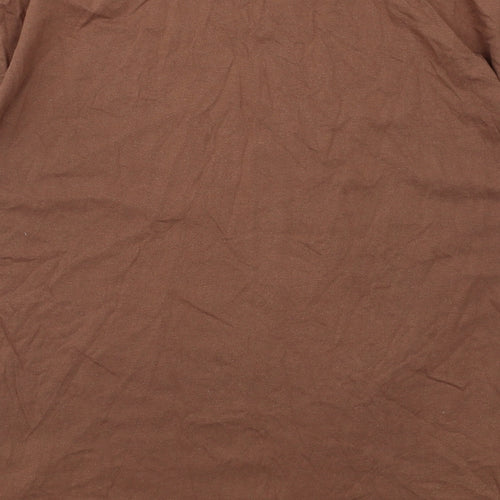 Dorothy Perkins Womens Brown Cotton Basic T-Shirt Size L Crew Neck