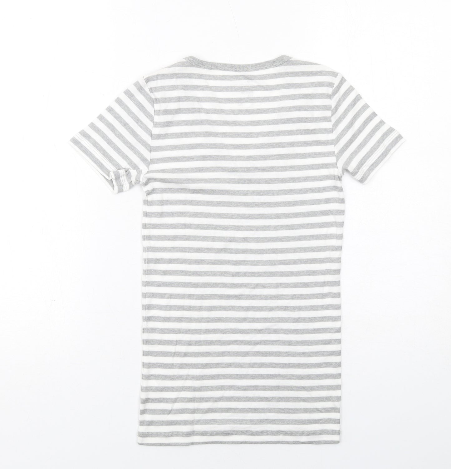 Gap Womens Grey Striped Cotton Basic T-Shirt Size XS V-Neck