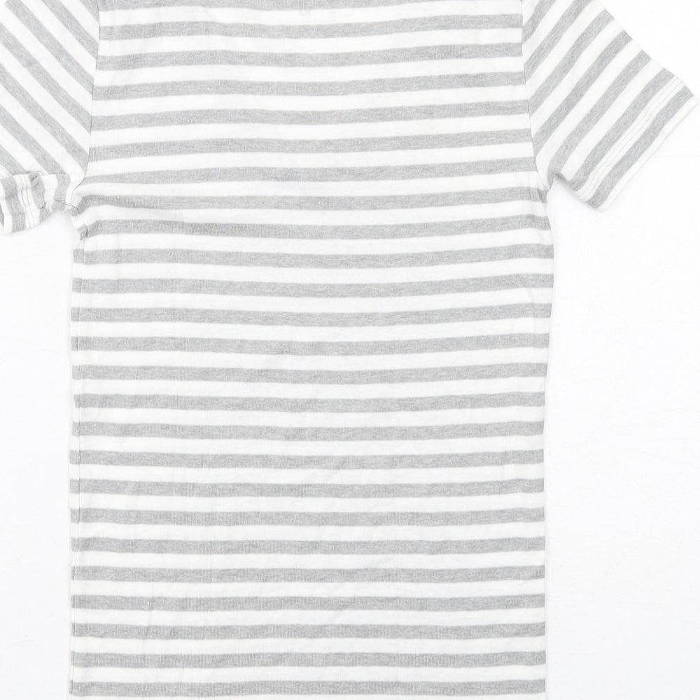 Gap Womens Grey Striped Cotton Basic T-Shirt Size XS V-Neck
