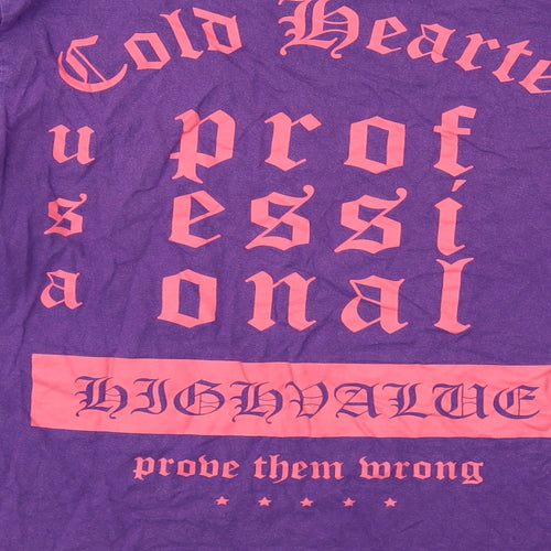 H&M Womens Purple Cotton Basic T-Shirt Size L Crew Neck - Cold Hearted