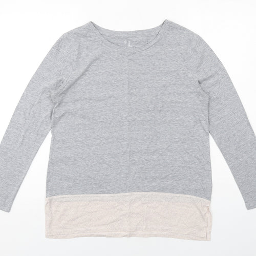 Gap Womens Grey Cotton Basic T-Shirt Size S Boat Neck