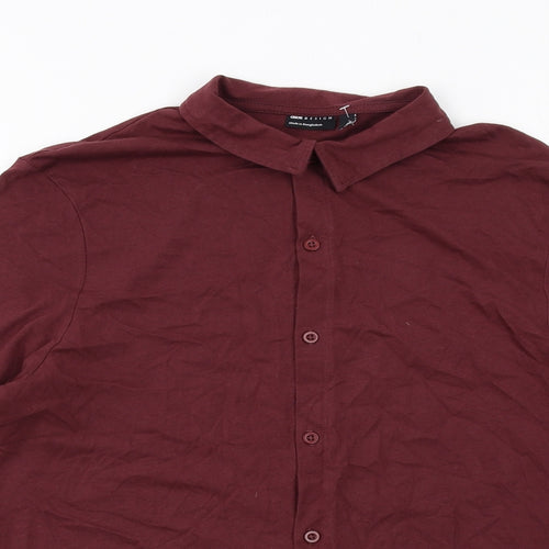 ASOS Mens Red Cotton Button-Up Size M Collared Button