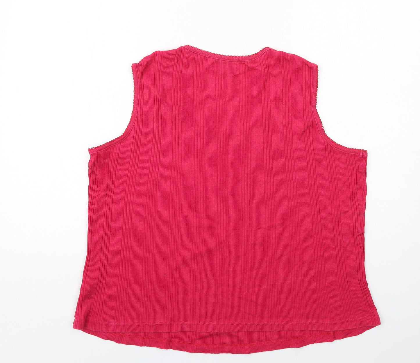 Bonmarché Womens Pink Cotton Basic Tank Size XL Round Neck