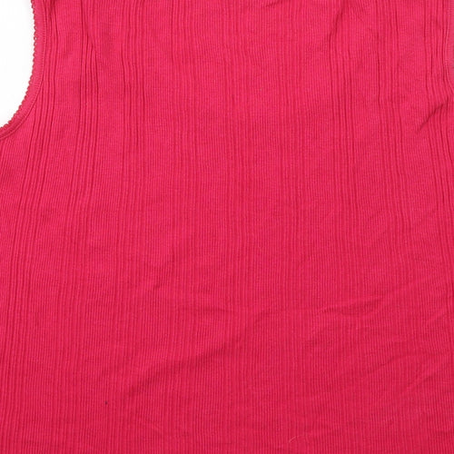 Bonmarché Womens Pink Cotton Basic Tank Size XL Round Neck