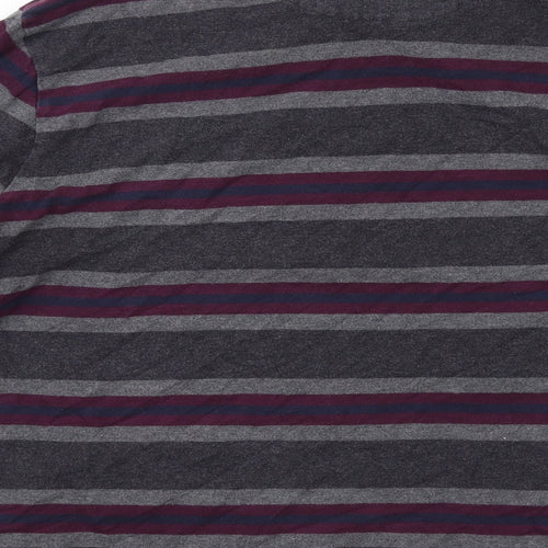 Blue Harbour Mens Grey Striped Cotton Polo Size M Collared Button
