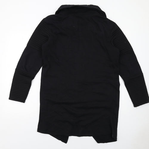 Boohoo Mens Black Overcoat Coat Size L Zip - Asymmetric