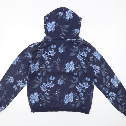 H&M Girls Blue Floral Cotton Pullover Hoodie Size 12-13 Years Pullover - Paris