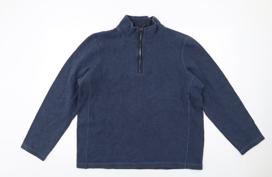 John Lewis Mens Blue Cotton Henley Sweatshirt Size L