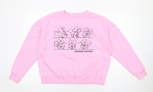 Disney Womens Pink Cotton Pullover Sweatshirt Size M Pullover - Minnie Mouse
