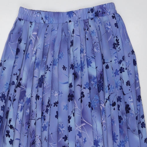Debenhams Womens Blue Floral Polyester Pleated Skirt Size 12