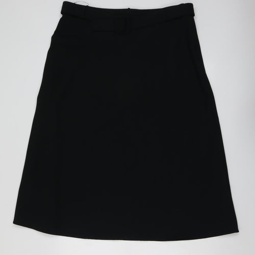 Marks and Spencer Womens Black Polyester Straight & Pencil Skirt Size 16 Zip - Belt Included