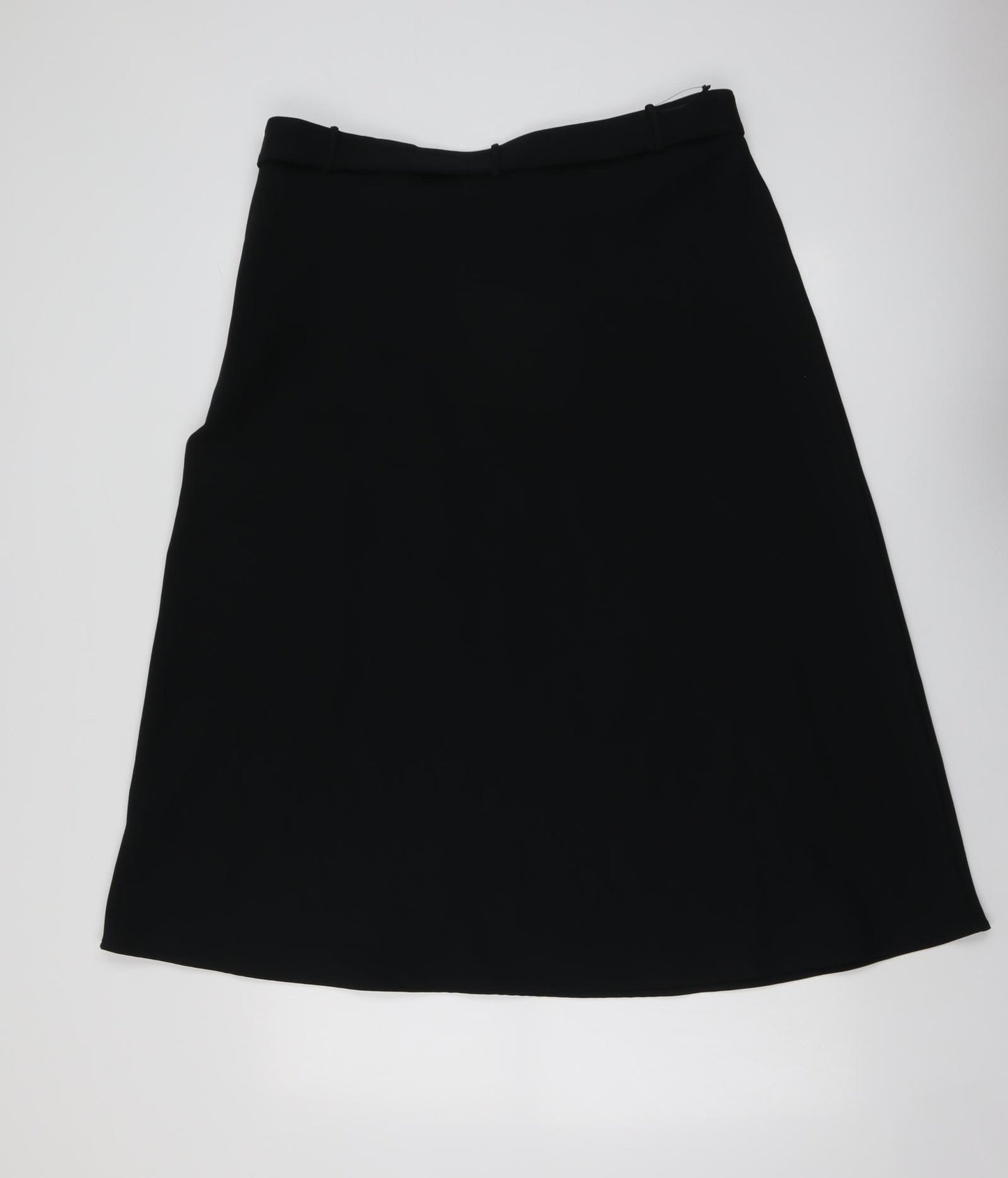 Marks and Spencer Womens Black Polyester Straight & Pencil Skirt Size 16 Zip - Belt Included