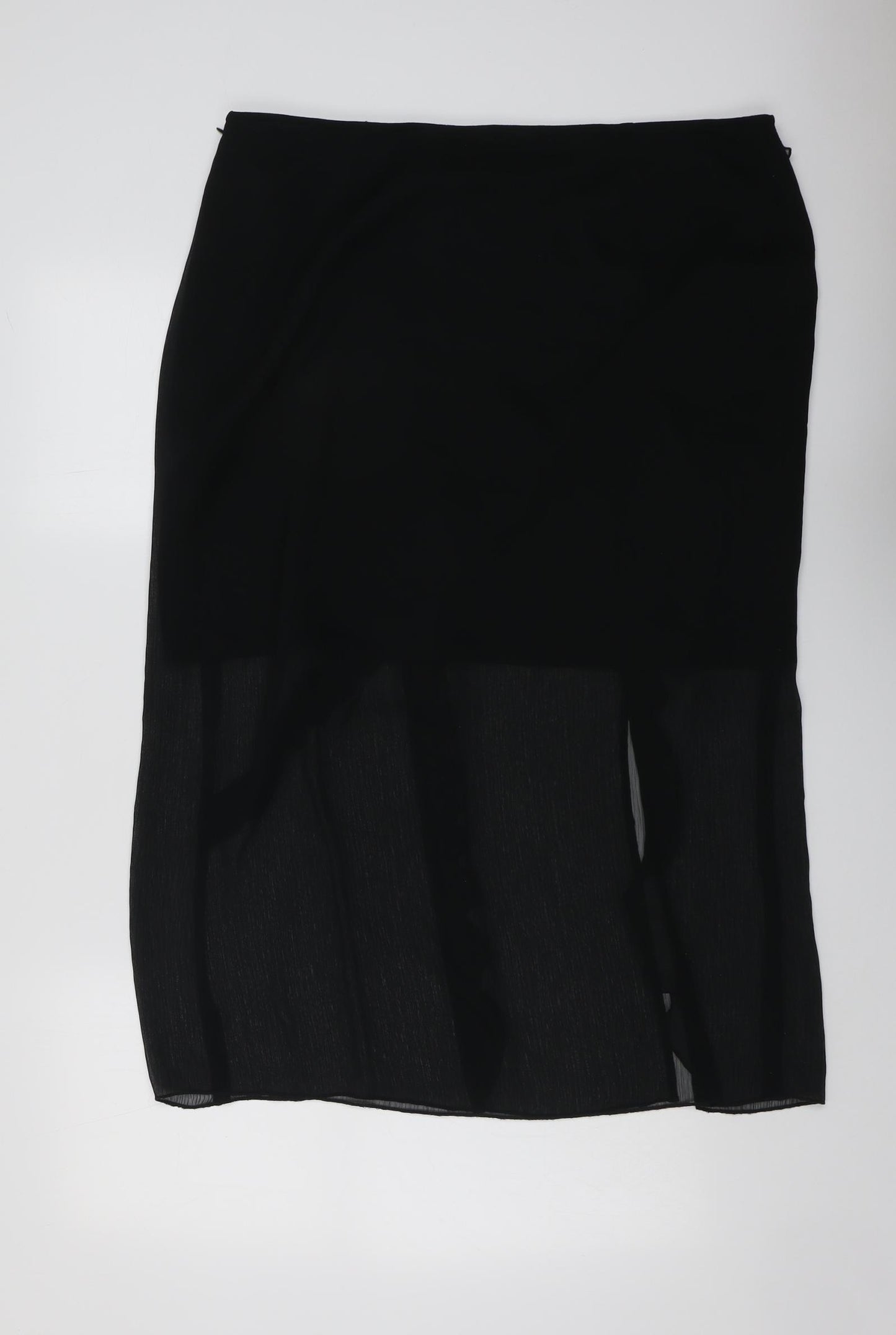 Marks and Spencer Womens Black Polyester A-Line Skirt Size 18 Zip - Sheer overlay