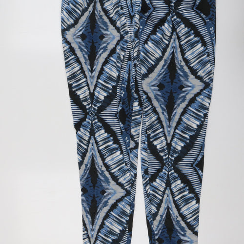 NEXT Womens Blue Geometric Polyester Harem Trousers Size 10 L30 in Regular Zip