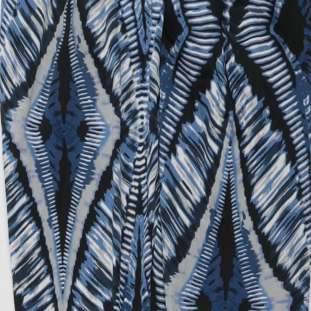 NEXT Womens Blue Geometric Polyester Harem Trousers Size 10 L30 in Regular Zip