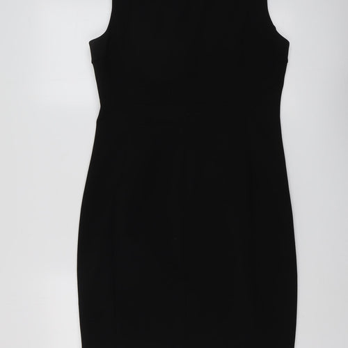 Donna Karan Womens Black Colourblock Polyester Shift Size 14 Round Neck Zip