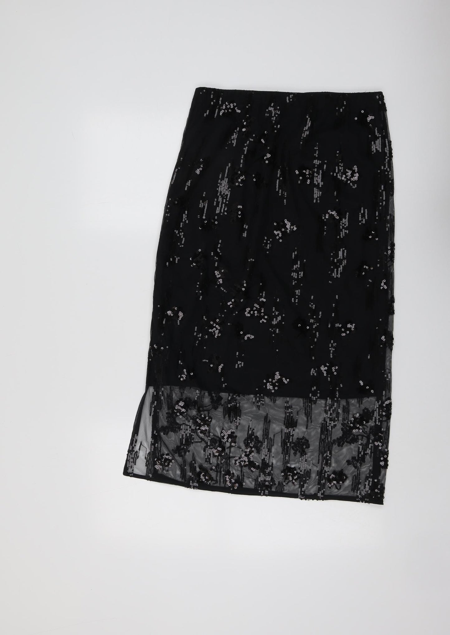 Marks and Spencer Womens Black Geometric Polyester A-Line Skirt Size 10