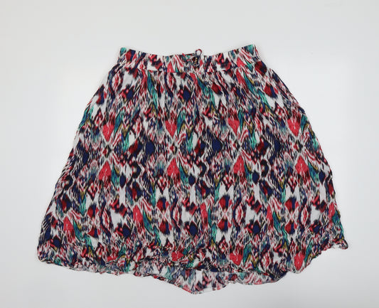 Marks and Spencer Womens Multicoloured Geometric Viscose Peasant Skirt Size 14 Drawstring