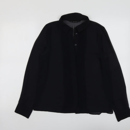 Zara Womens Black Polyester Basic Blouse Size S Collared