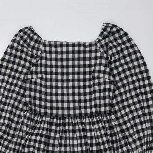 Marks and Spencer Girls Black Check Polyester A-Line Size 10-11 Years Square Neck Pullover
