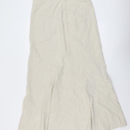 Per Una Womens Beige Linen A-Line Skirt Size 14 Zip