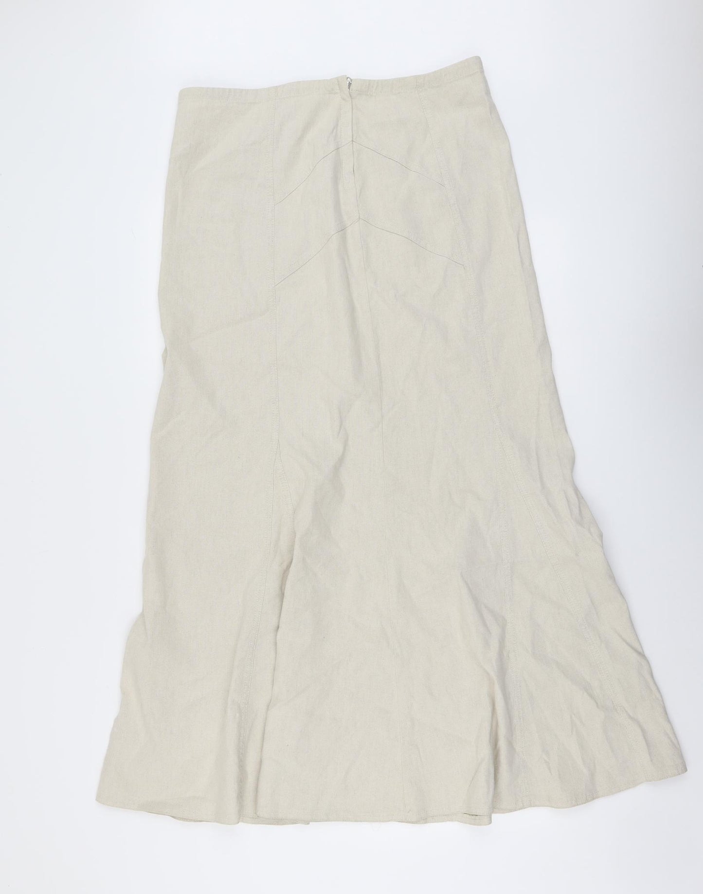 Per Una Womens Beige Linen A-Line Skirt Size 14 Zip