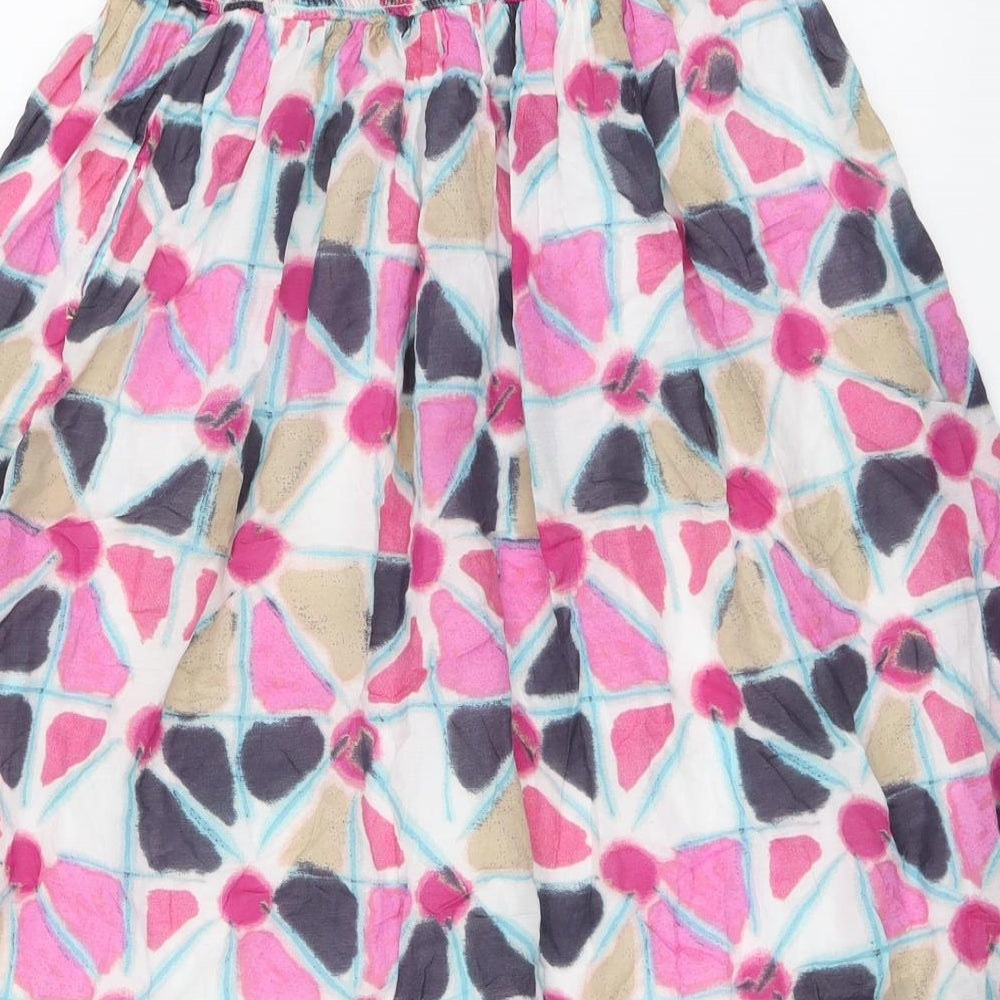 White Stuff Womens Multicoloured Geometric Cotton Peasant Skirt Size 8