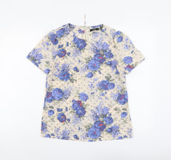 Oasis Womens Multicoloured Floral Polyester Basic Blouse Size 8 Round Neck