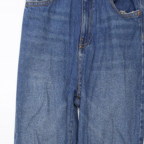 Zara Girls Blue Cotton Straight Jeans Size 13-14 Years Regular Button