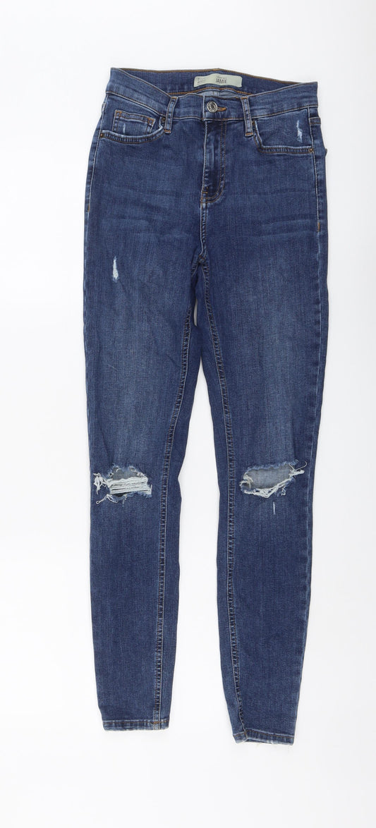 Topshop Womens Blue Cotton Skinny Jeans Size 26 in L27 in Regular Button