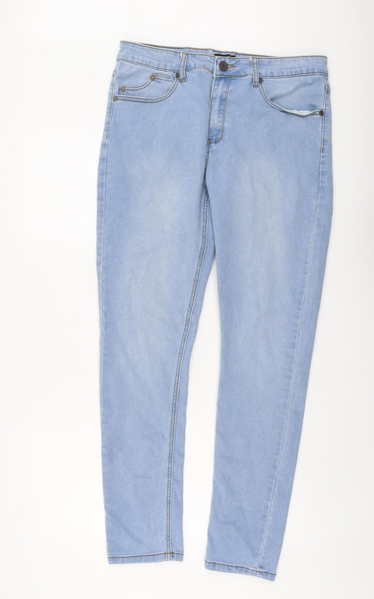 Boohoo Womens Blue Cotton Skinny Jeans Size 32 in L31 in Regular Button