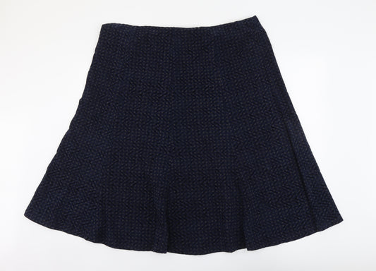 Marks and Spencer Womens Blue Geometric Polyester Swing Skirt Size 22