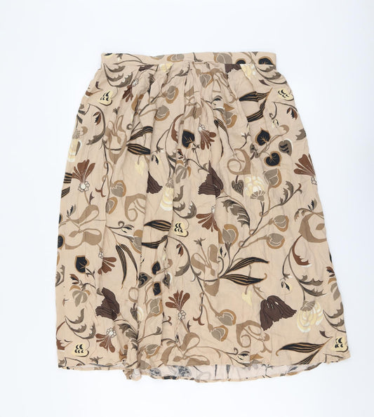 Damart Womens Beige Geometric Viscose A-Line Skirt Size 18