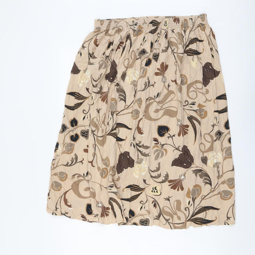 Damart Womens Beige Geometric Viscose A-Line Skirt Size 18