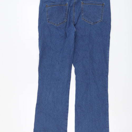 M&Co Womens Blue Cotton Bootcut Jeans Size 16 L29 in Regular Button