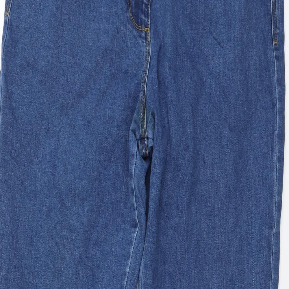 M&Co Womens Blue Cotton Bootcut Jeans Size 16 L29 in Regular Button
