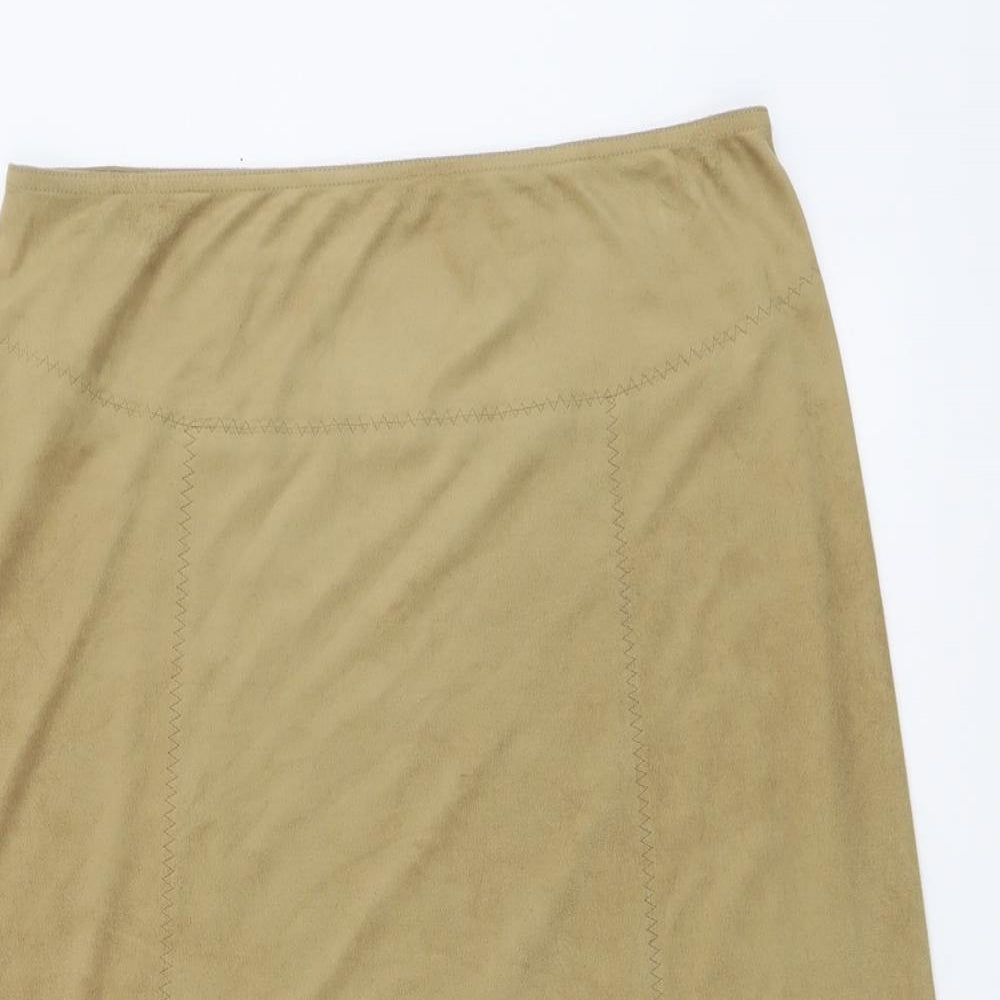 Per Una Womens Beige Polyester A-Line Skirt Size 14