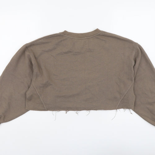 Pull&Bear Womens Brown Polyester Pullover Sweatshirt Size S Pullover - Cropped
