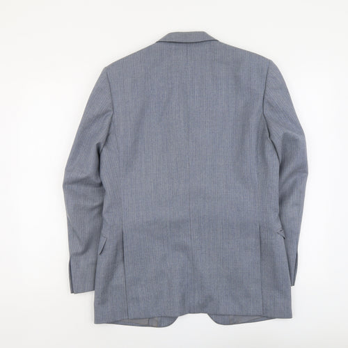 Marks and Spencer Mens Blue Striped Viscose Jacket Suit Jacket Size 38 Regular