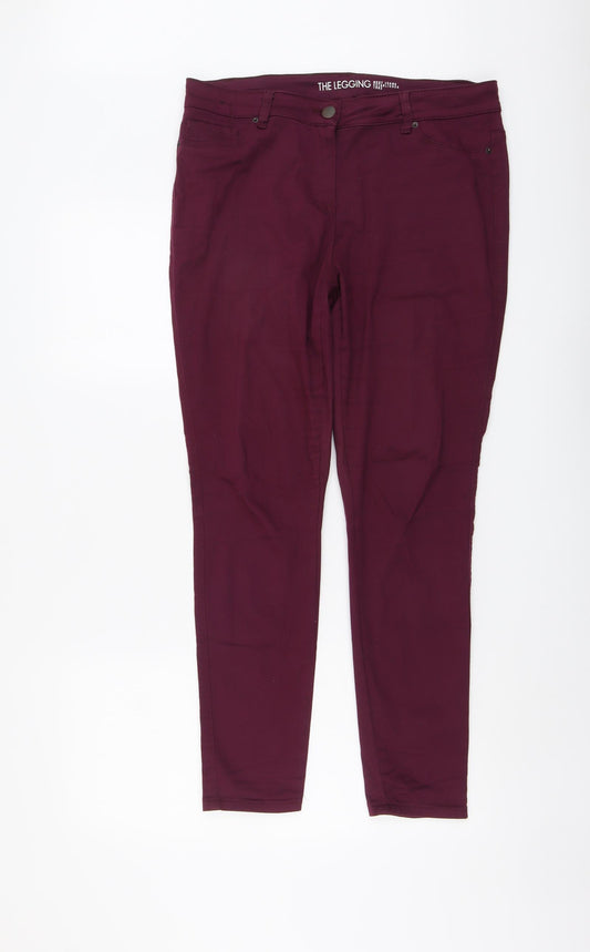 NEXT Womens Purple Cotton Jegging Jeans Size 14 L28 in Regular Button