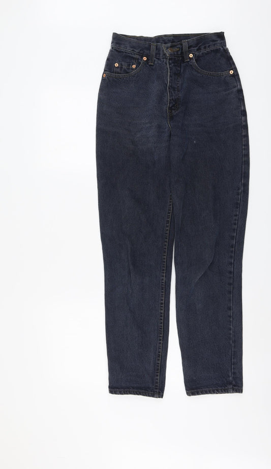 Levi's Womens Blue Cotton Straight Jeans Size 24 in L29 in Regular Button