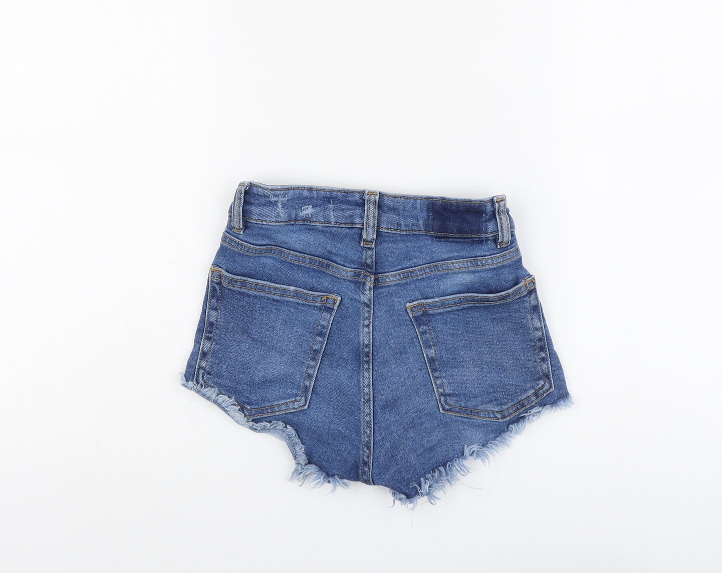 H&M Womens Blue Cotton Cut-Off Shorts Size 4 L3 in Regular Button