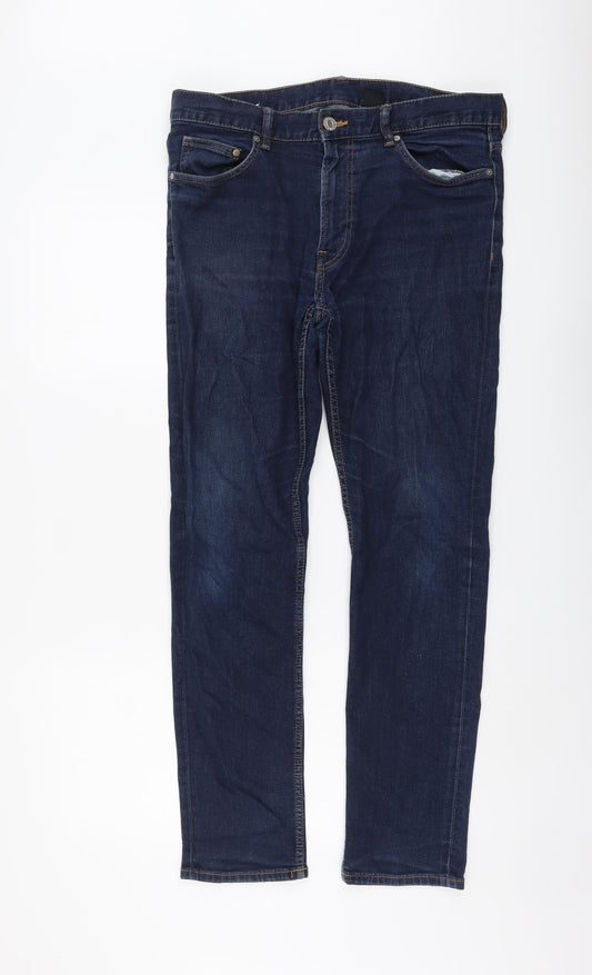 H&M Mens Blue Cotton Skinny Jeans Size 34 in L29 in Slim Button
