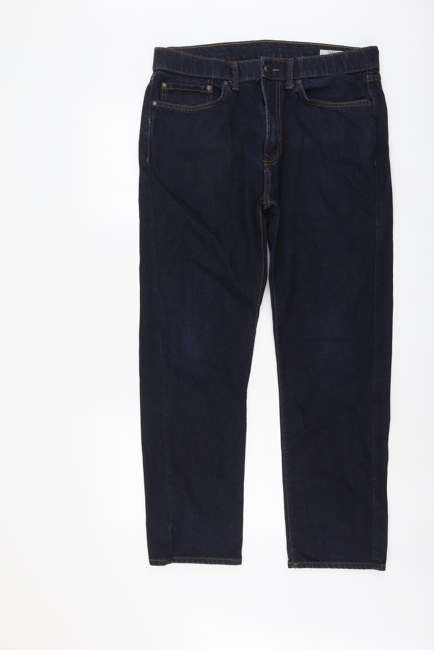 Marks and Spencer Mens Blue Cotton Tapered Jeans Size 34 in L29 in Reg ...