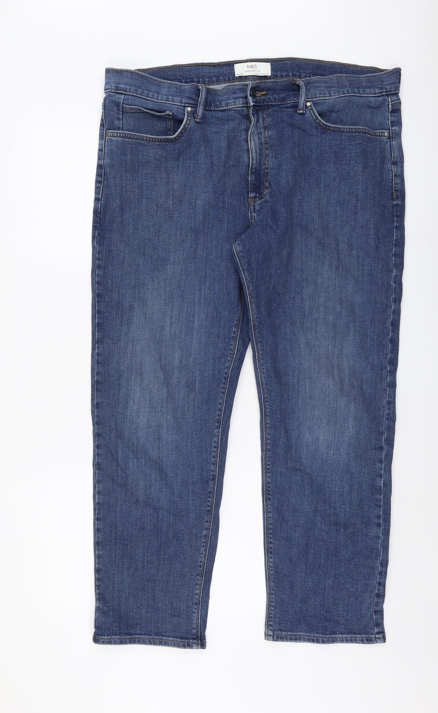 Marks and Spencer Mens Blue Cotton Straight Jeans Size 36 in L29 in Re ...